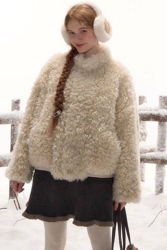 ポニーデザインジップニットトップス+ニットスカート