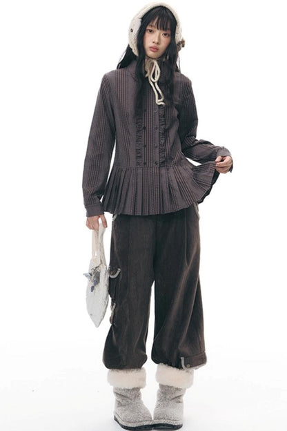 ラッフルダブルブレスタフリルトップス