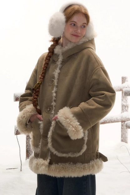 リバーシブルスエードファーコート