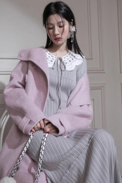 スーチュアンミストグレイフリルロングドレス