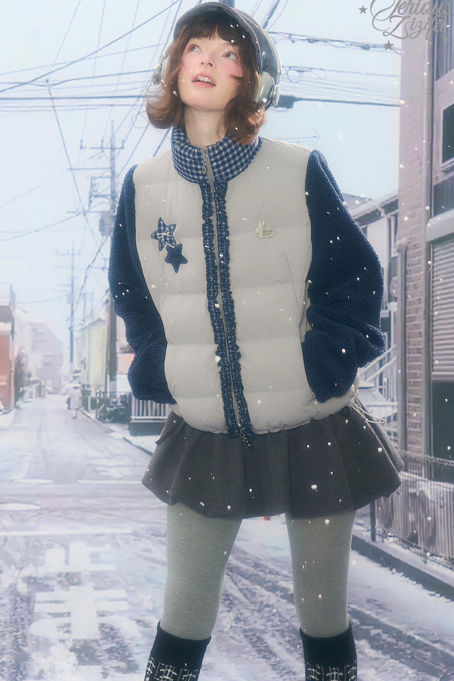 Star Print Color Block Coat