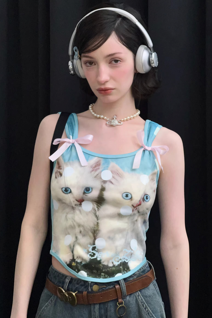 軟糖貓咪圓點上衣