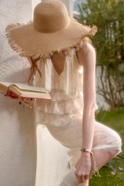 Lemon Floral Satin Lace Top + Skirt