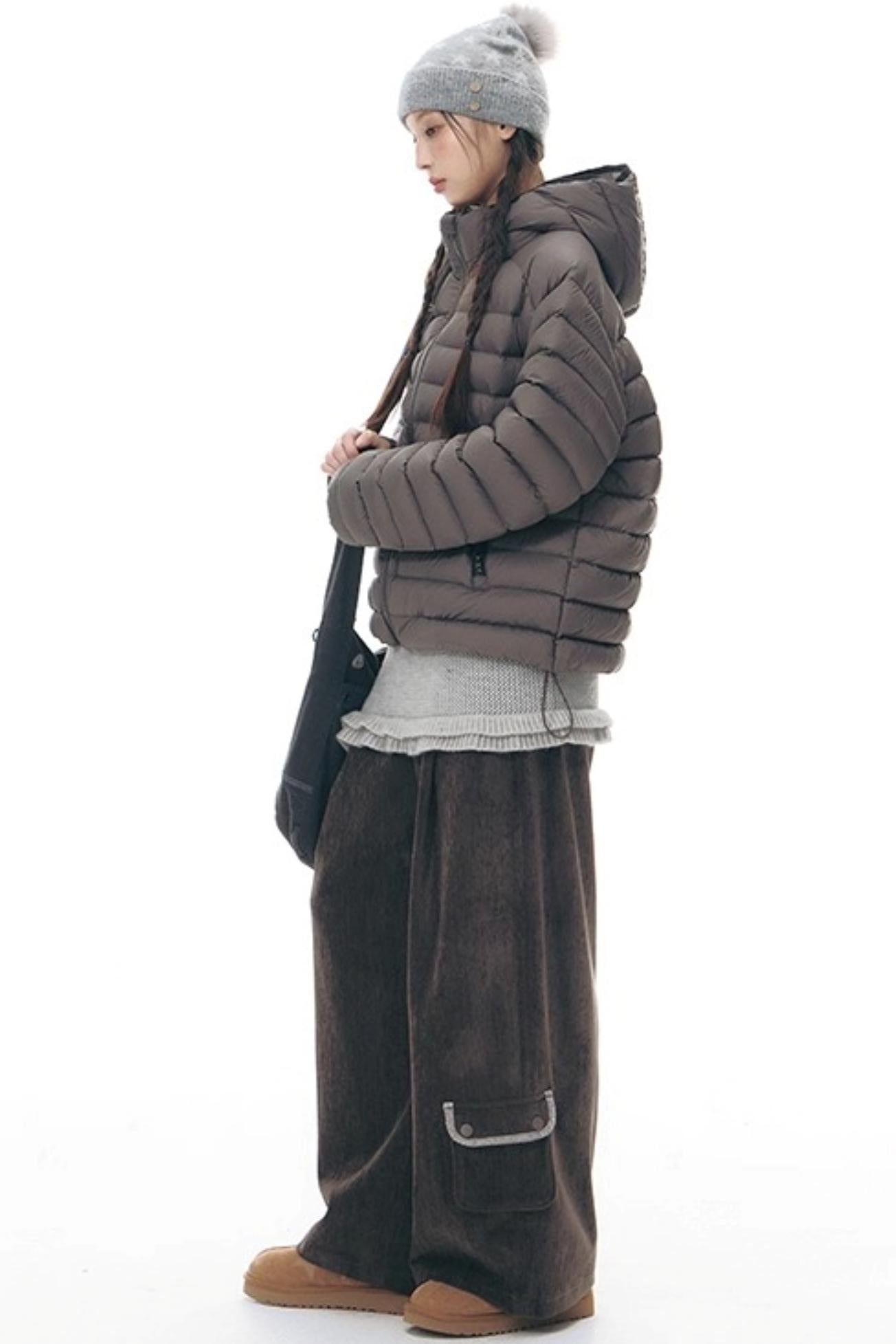 マルチポケットカジュアルロングパンツ+ロールアップワイドレッグミディアムパンツ