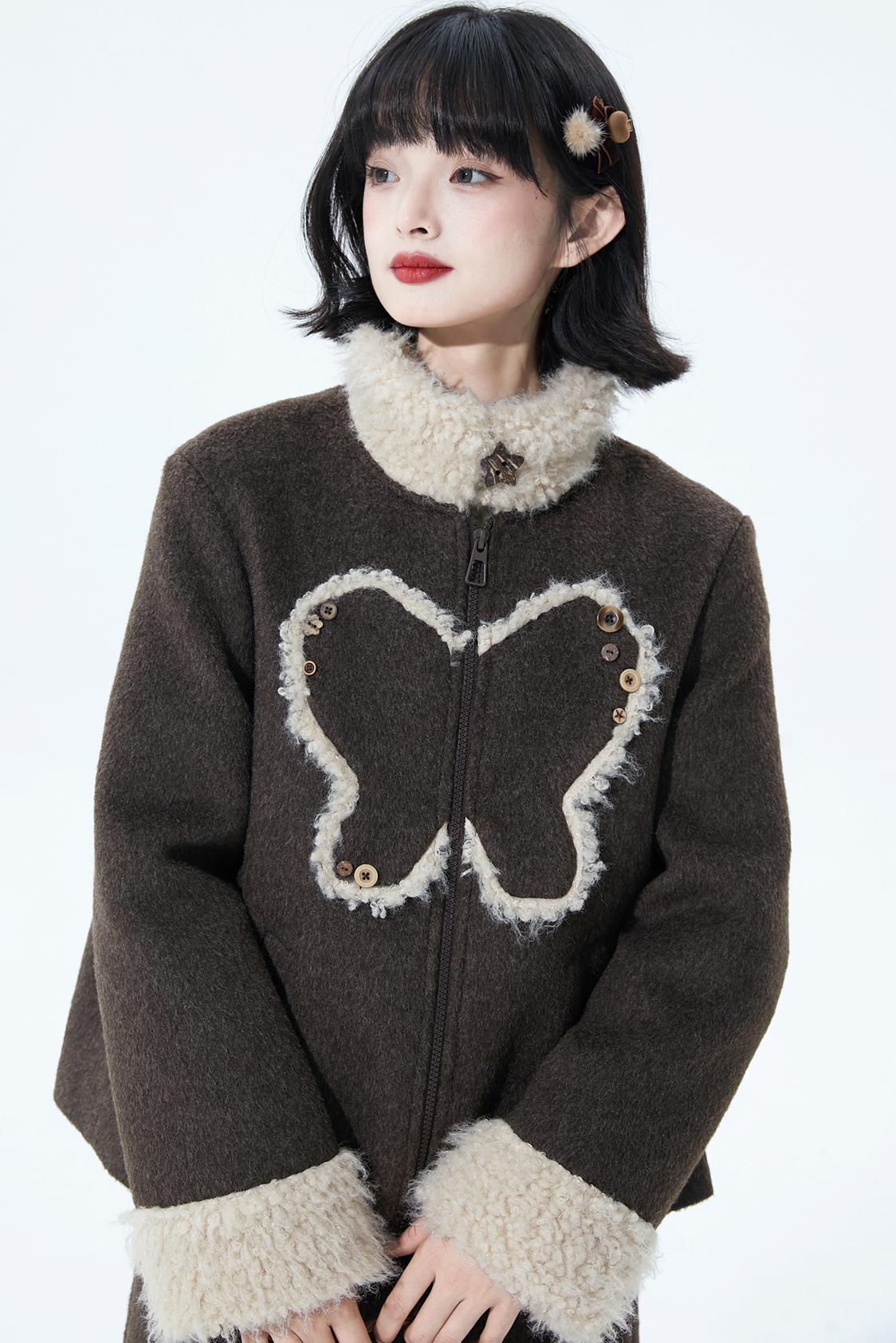 ダークブラウンファーカラーコート