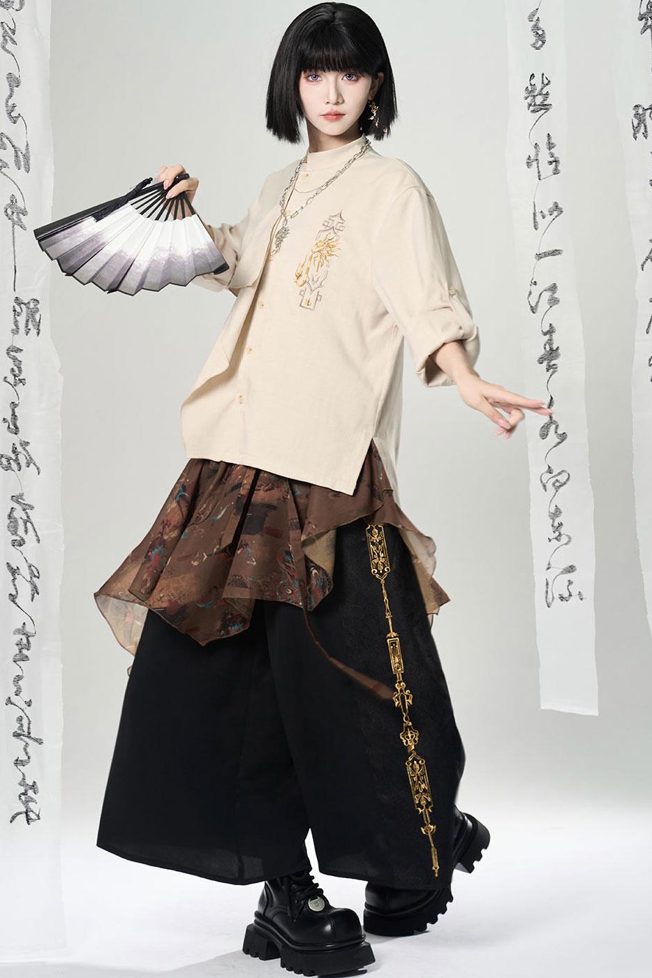Lagenlook-Set mit weiter Hose im China-Stil
