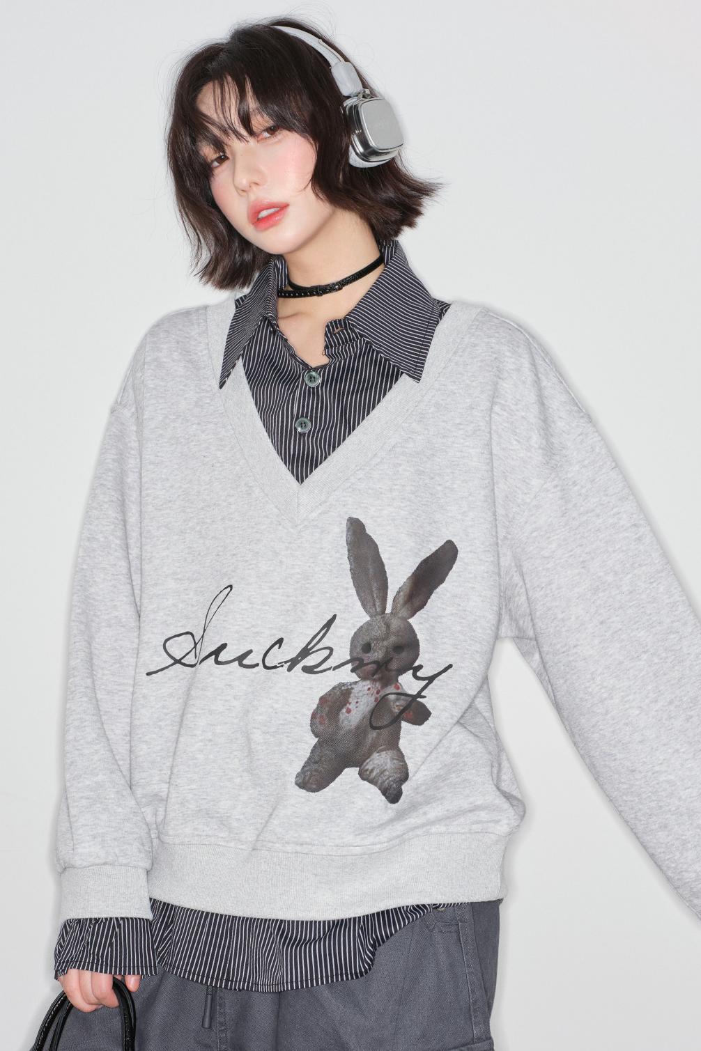 Rabbit Print Sweatshirt Top