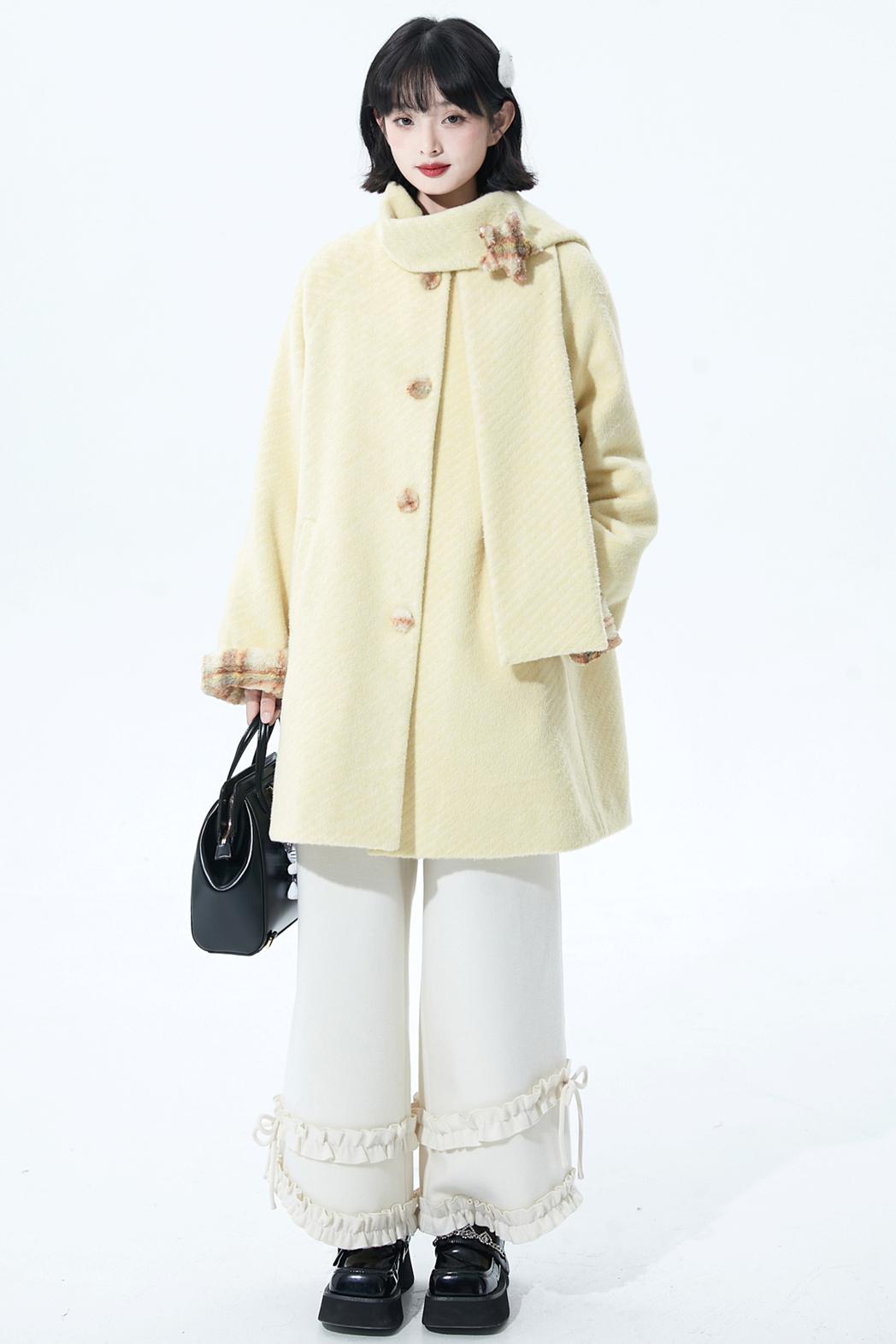 デタッチャブルプラッシュウールコート