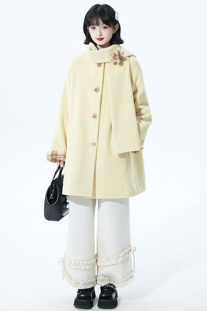 デタッチャブルプラッシュウールコート