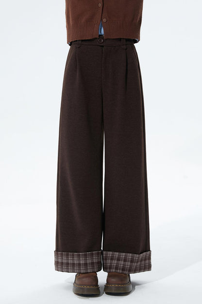チョコレートチェックニットワイドパンツ
