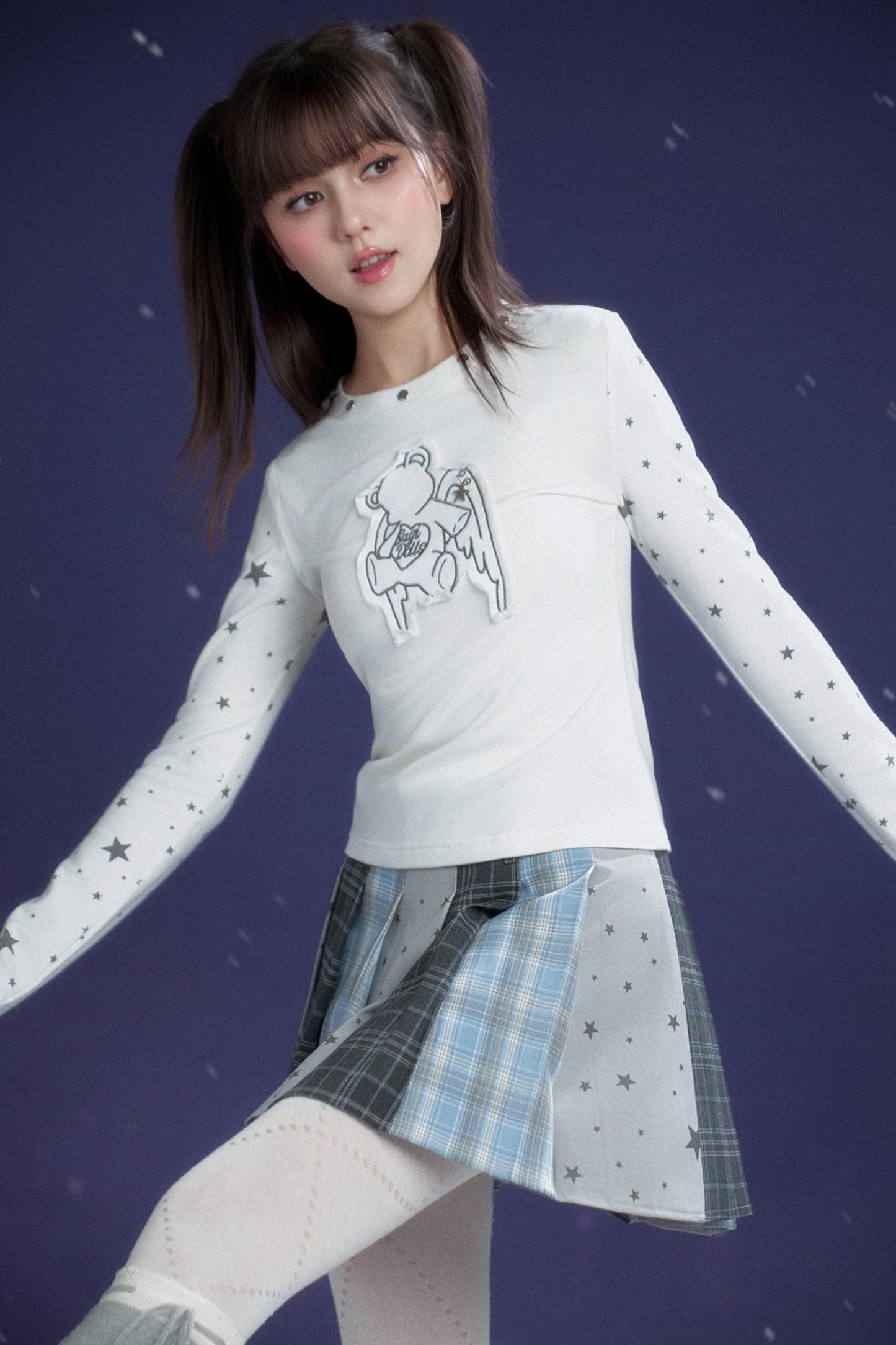 check star pleated skirt