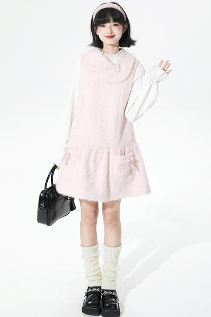 ピンクウールンニットドレス