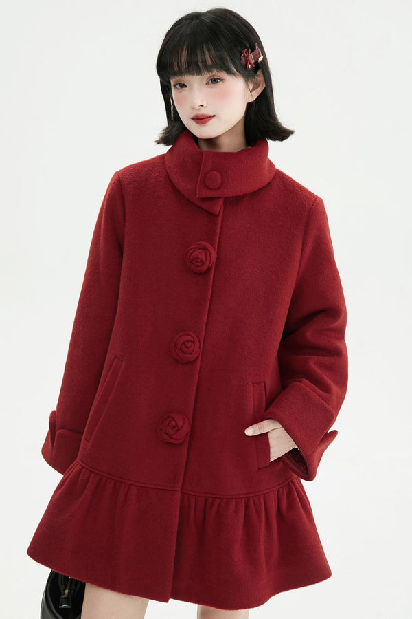 ローズラッフルウールコート