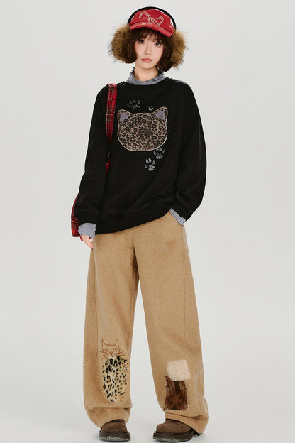 レトロレオパードルーズモードトップス