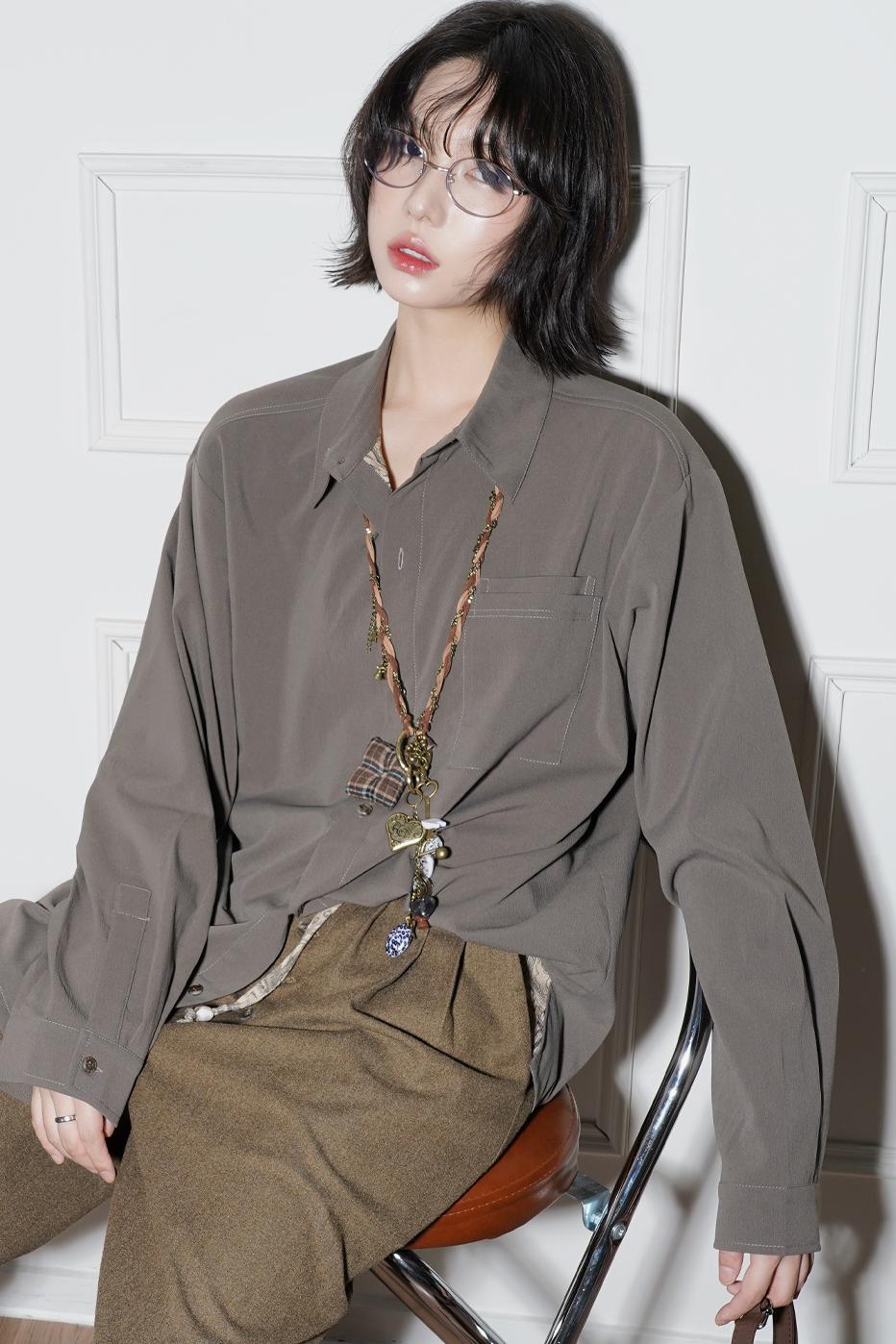 ベーシックソリッドロングスリーブシャツ