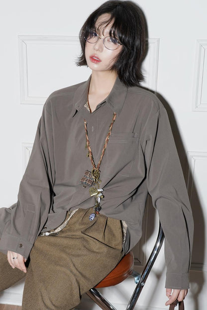 ベーシックソリッドロングスリーブシャツ