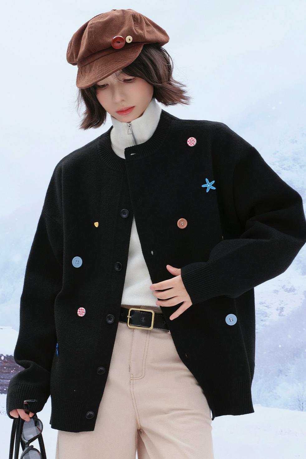 Colorful Button Knit Cardigan