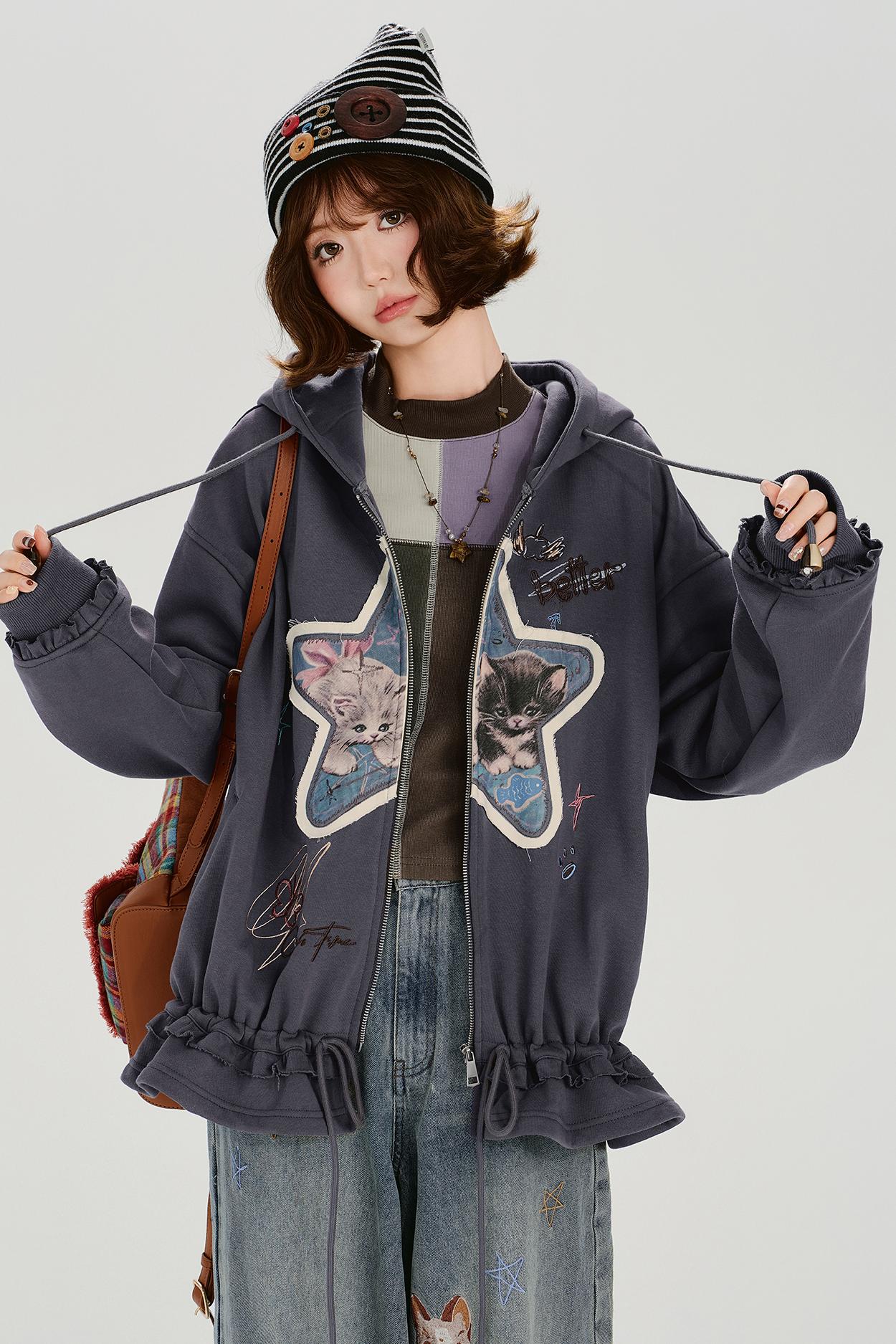 Retro Embroidery Women's Sweat Jacket