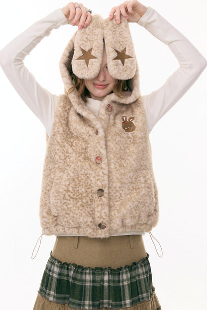 Faux Fur Rabbit Ear Vest