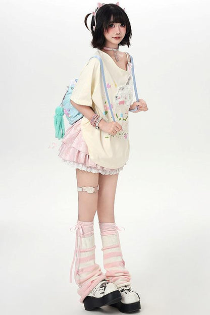 Haut à bretelles et épaules dénudées Chat Mignon