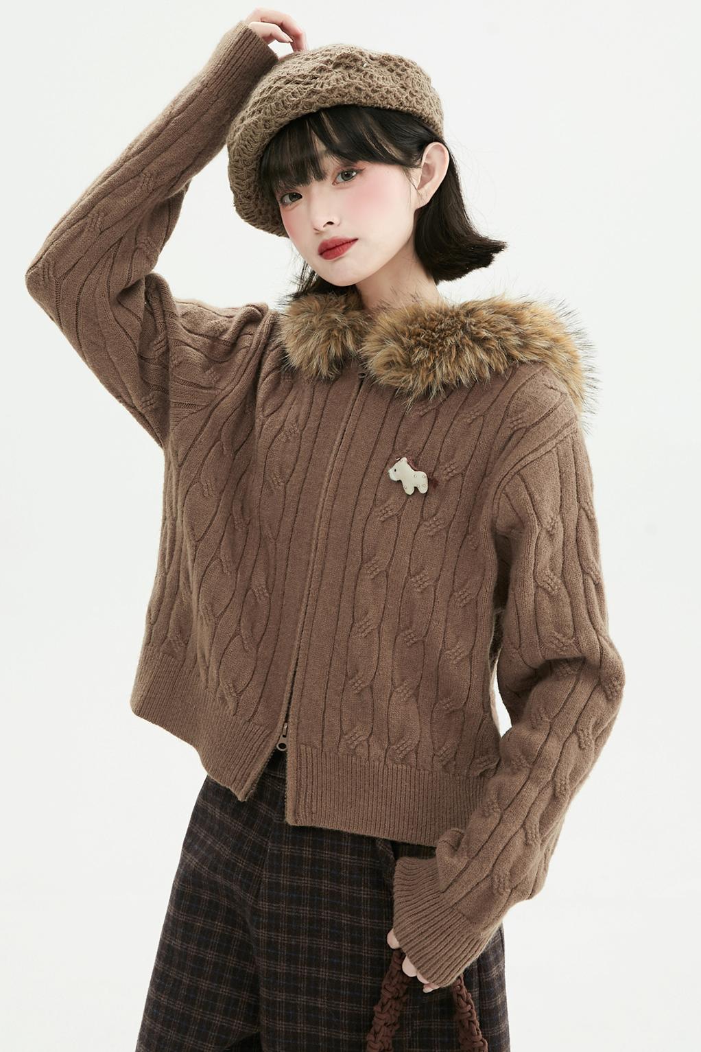 コーヒーファーカラーカーディガン