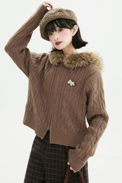 コーヒーファーカラーカーディガン