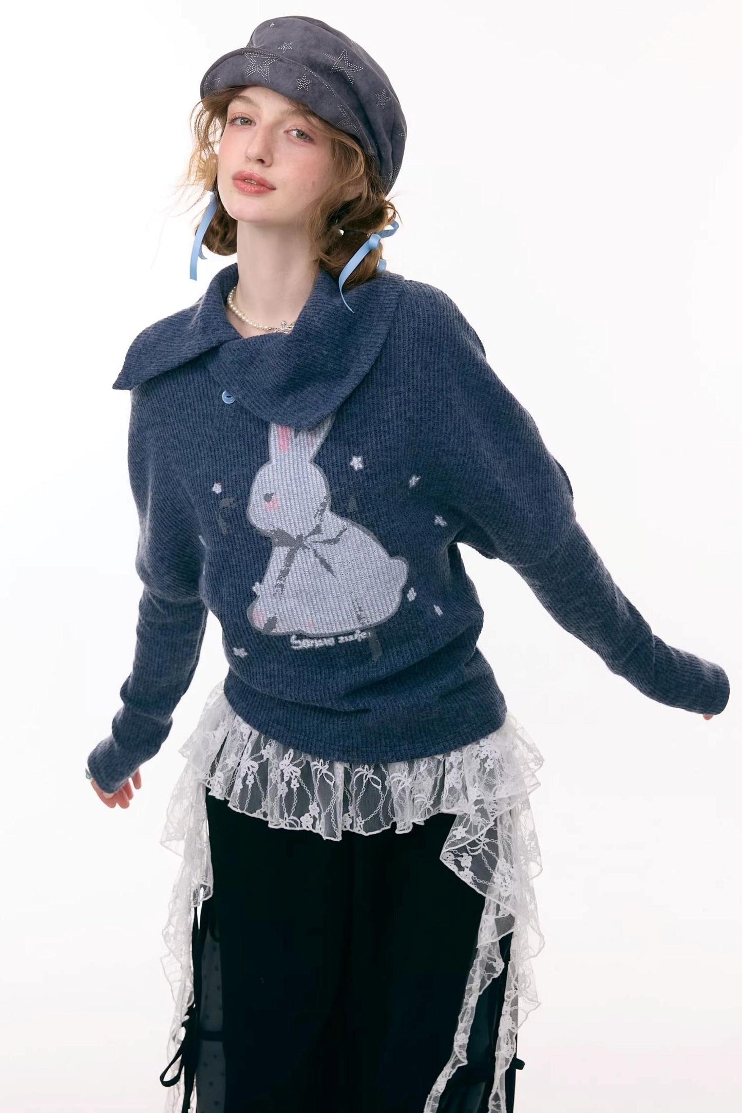 Rabbit Print Knit Top