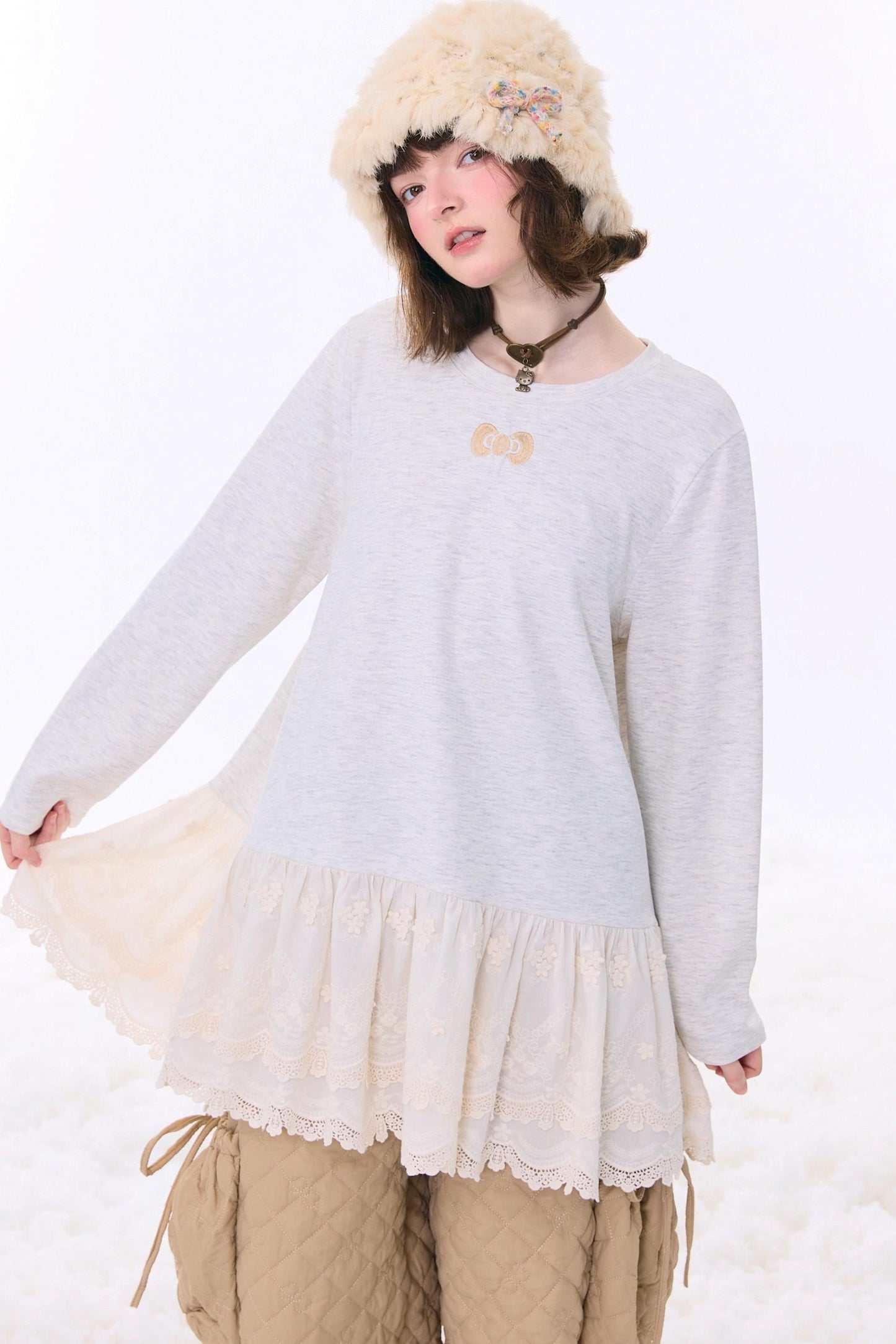 Retro Casual Lace Ribbon Top