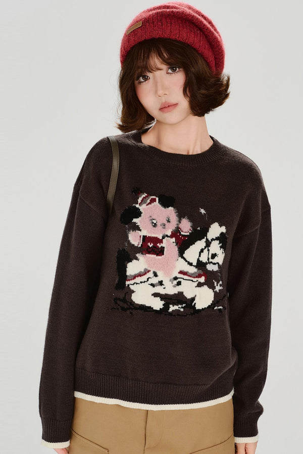 レトロジャガードソフトカラートップス