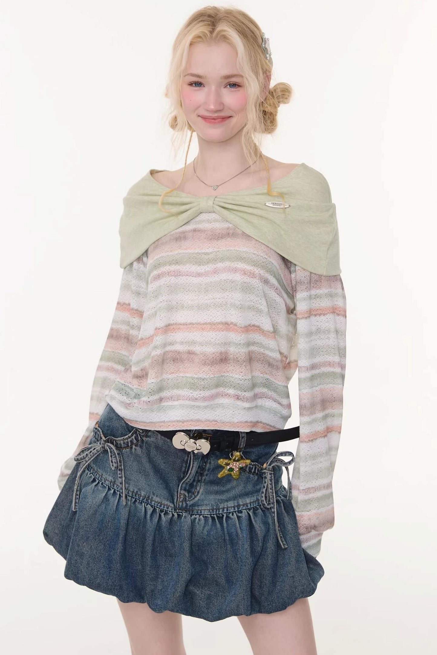 Spring Mist Striped Knit Top