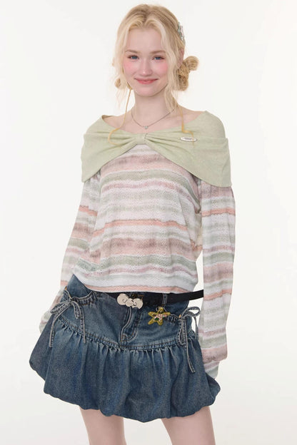 Spring Mist Striped Knit Top