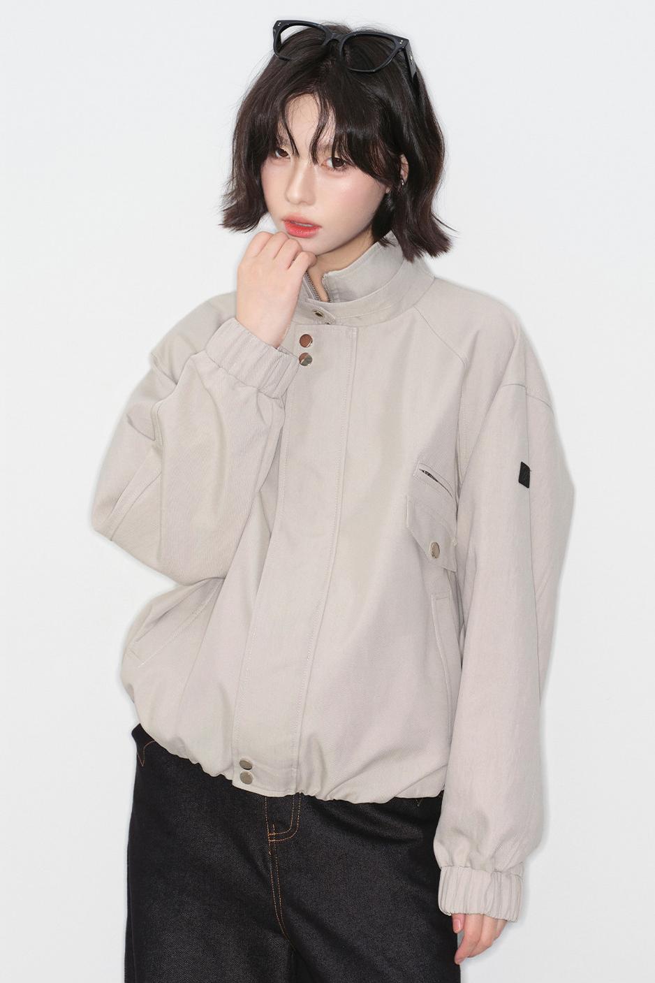 ソリッドカラースタンドカラージャケット