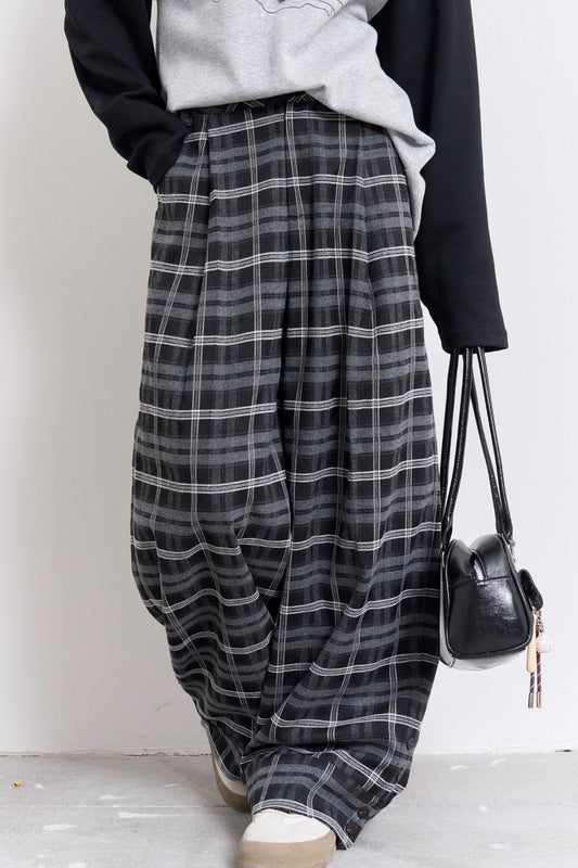 ストレートレッグチェックパンツ