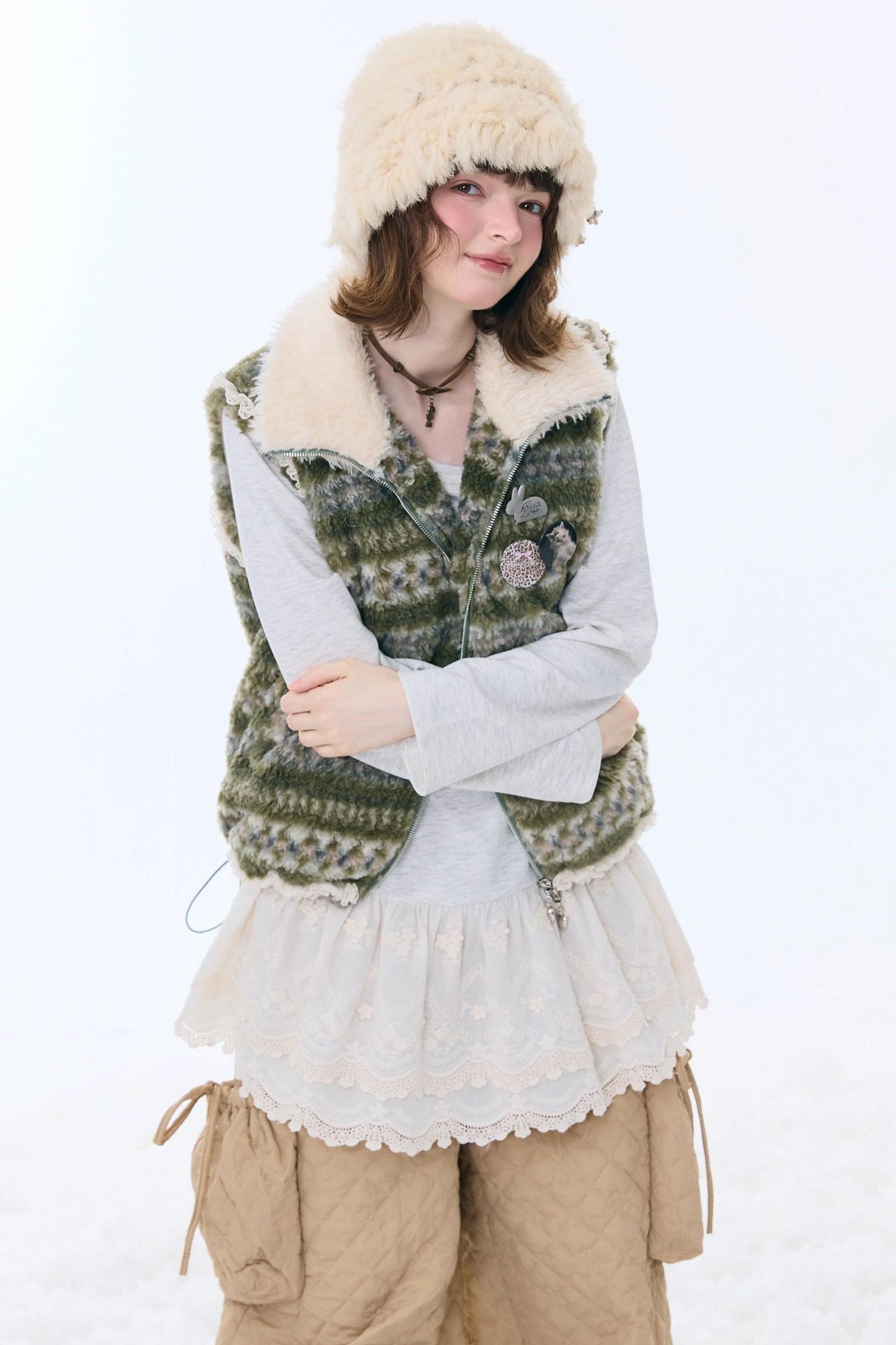 Retro Fair Isle Fleece Vest