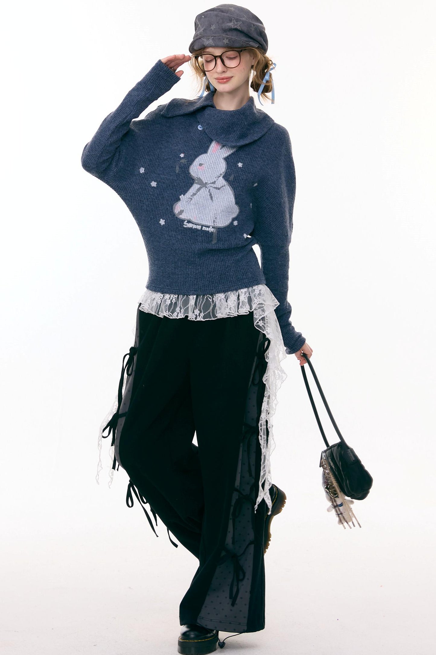 サイドリボンワイドパンツ