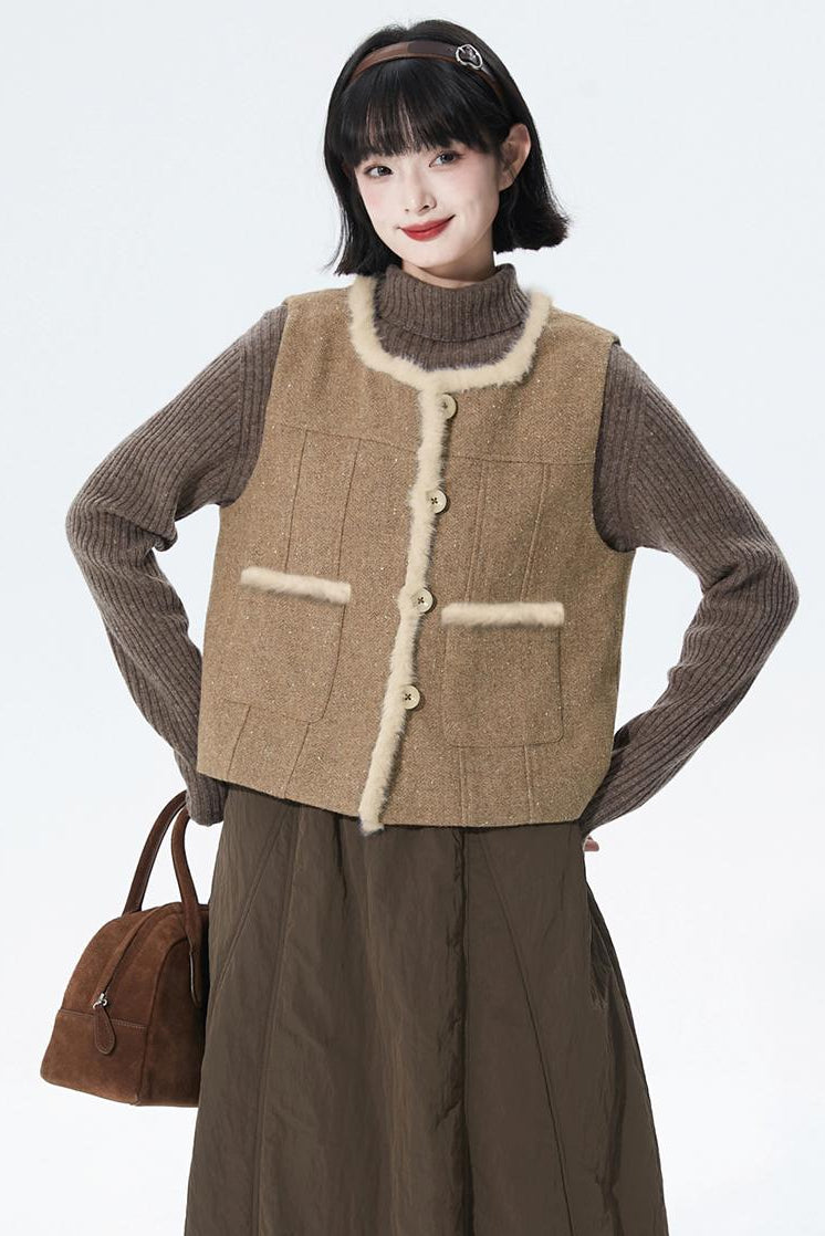 Oatmeal Speckled Woollen Vest