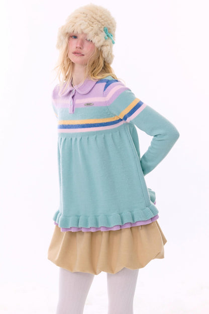 Contrast Striped Knit Sweater