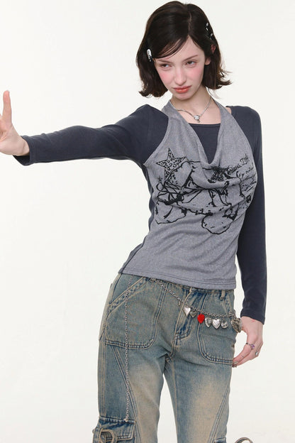 Rabbit Print Halter Top