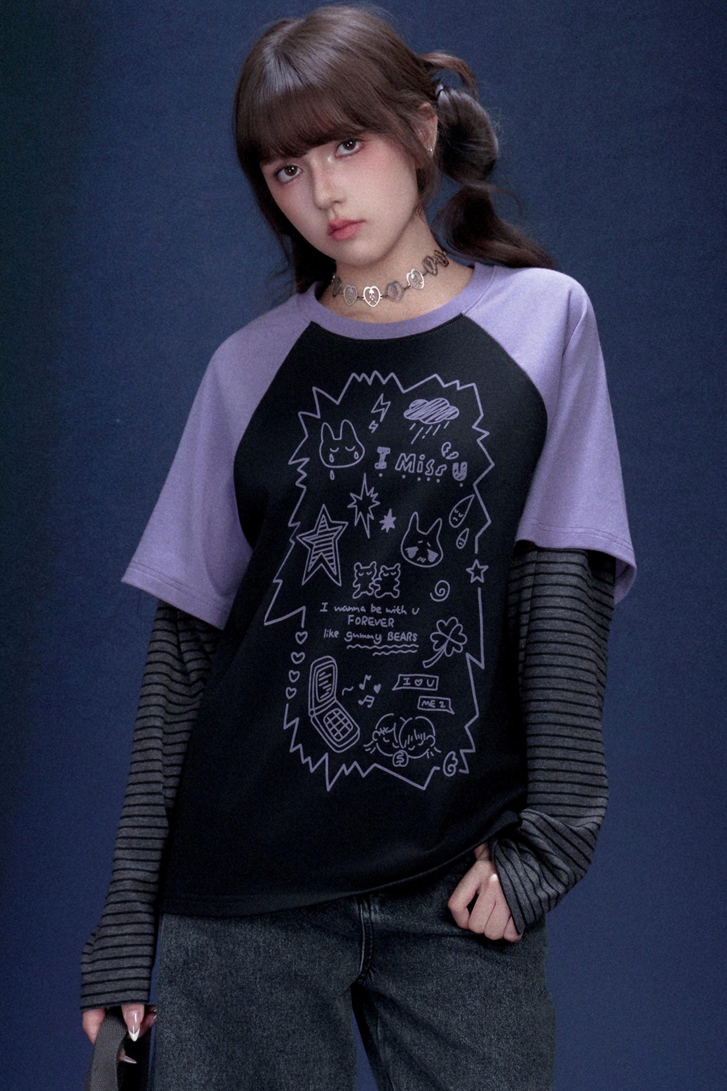 Dark Graffiti Print Top