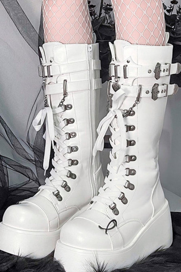 Punk Chain Platform Long Boots