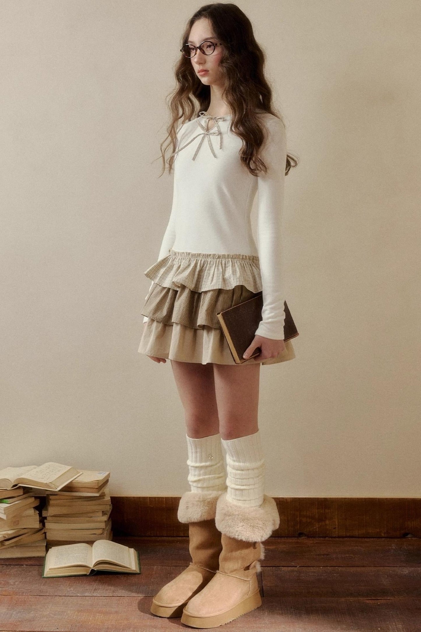 レトロチェックレイヤードドレス