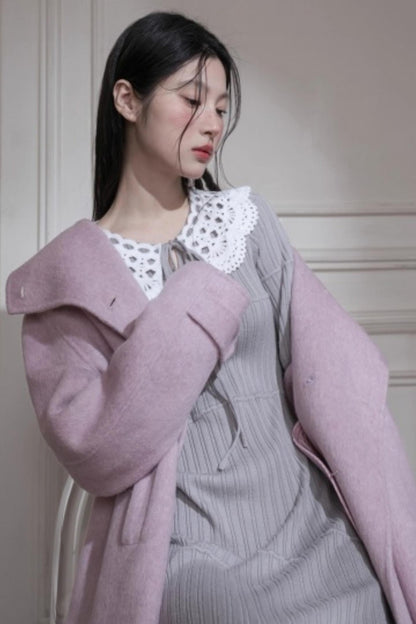 スーチュアンミストグレイフリルロングドレス