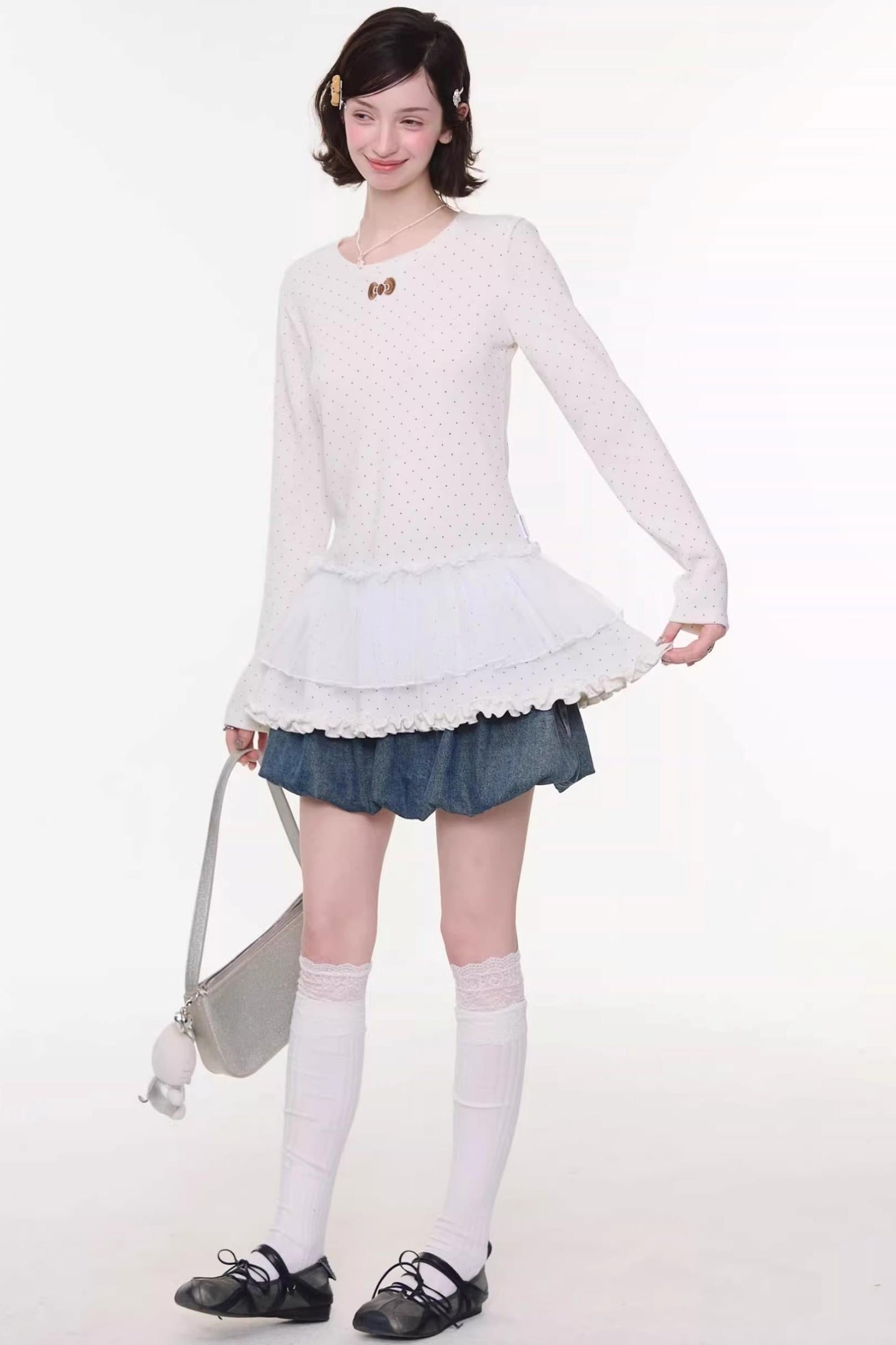 Sweet Bubble Denim Skirt