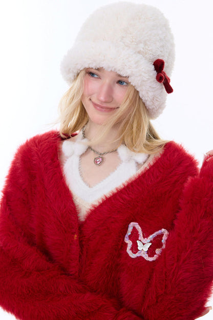 レッドクリスマスカーディガンセーター