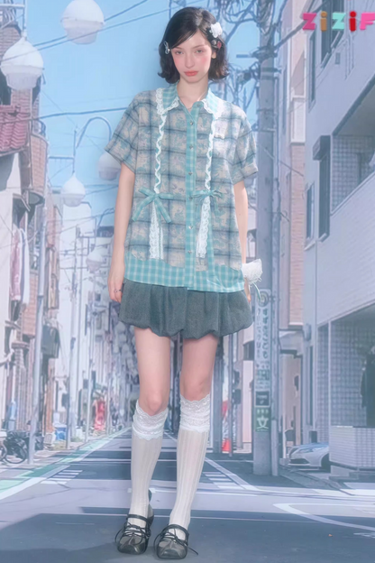 Camicia ampia a quadri Y2K