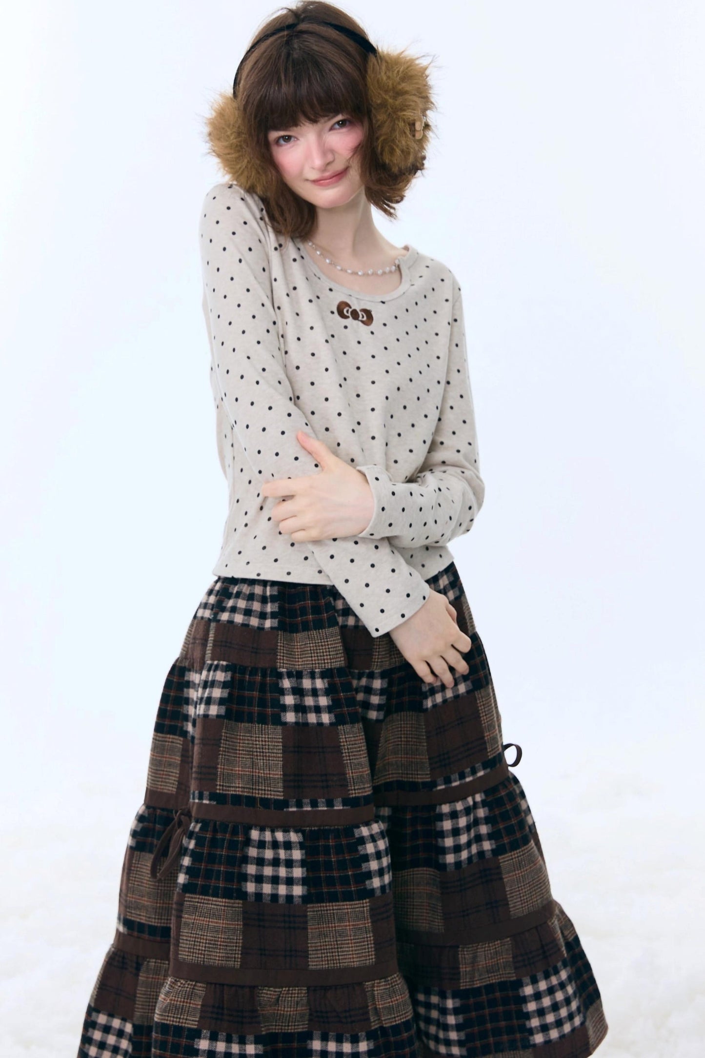 Polka Dot Chain Knit Top