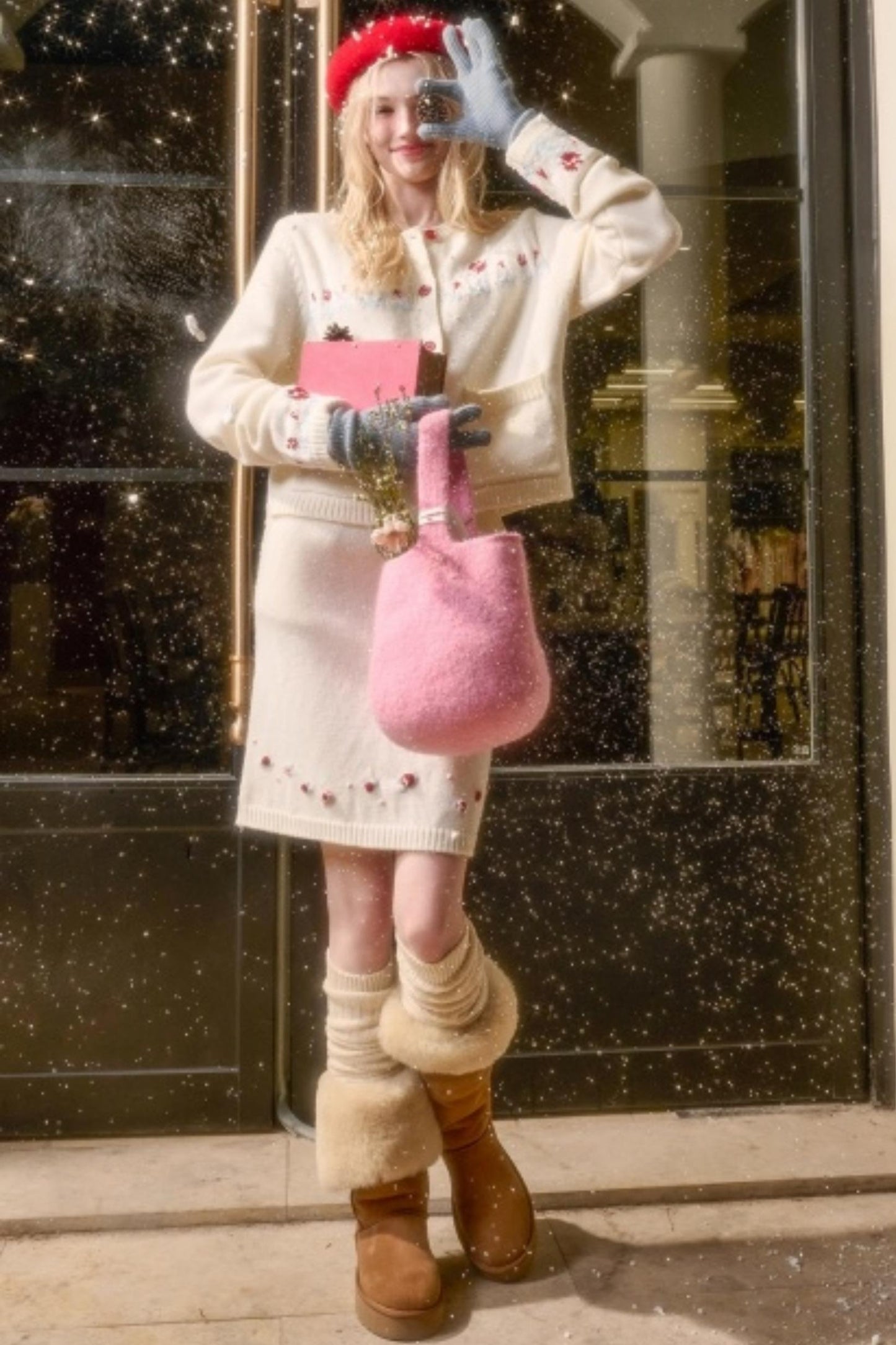 スイートベリーニットトップス+タイトスカート