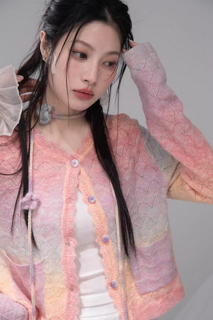 グラデーションレインボーカーディガン