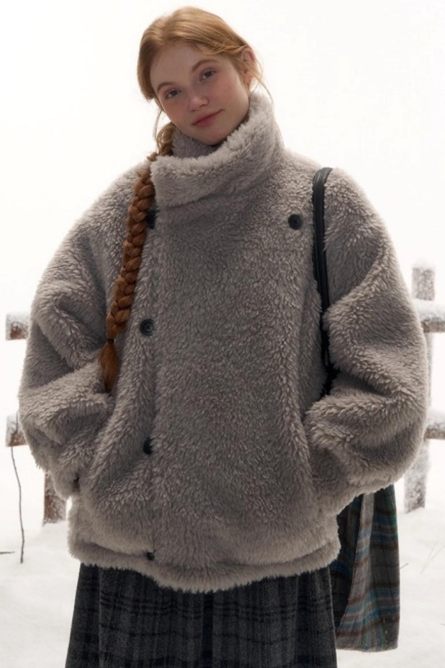 リバーシブルチェックルーズコート