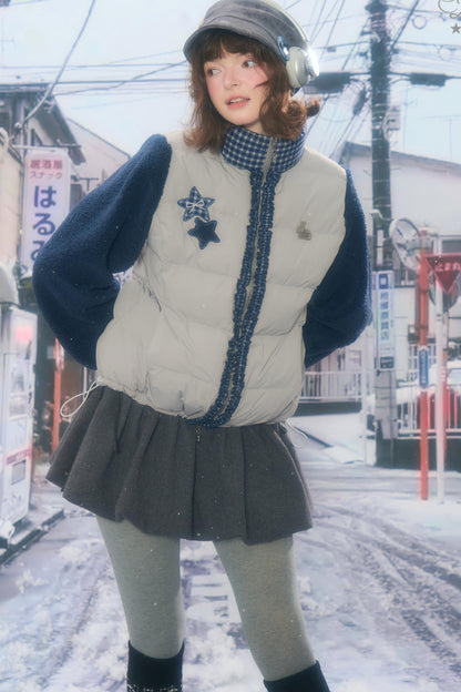 Star Print Color Block Coat